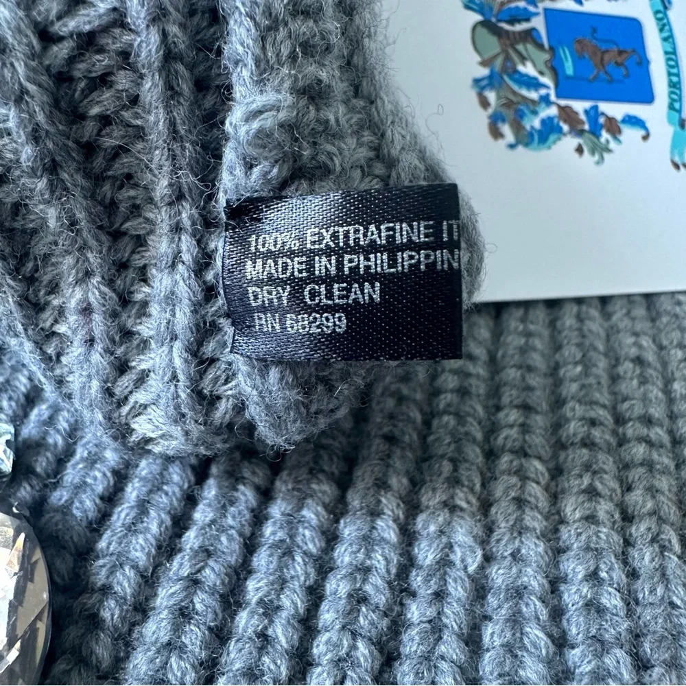 NWT Portolano Merino Wool Fingerless Arm Warmer and Snood Set in Grey